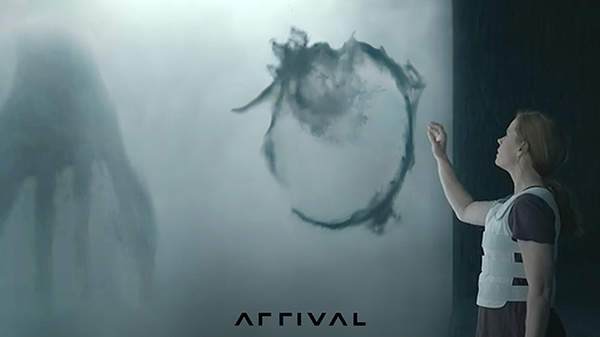 Arrival movie circle language by alien