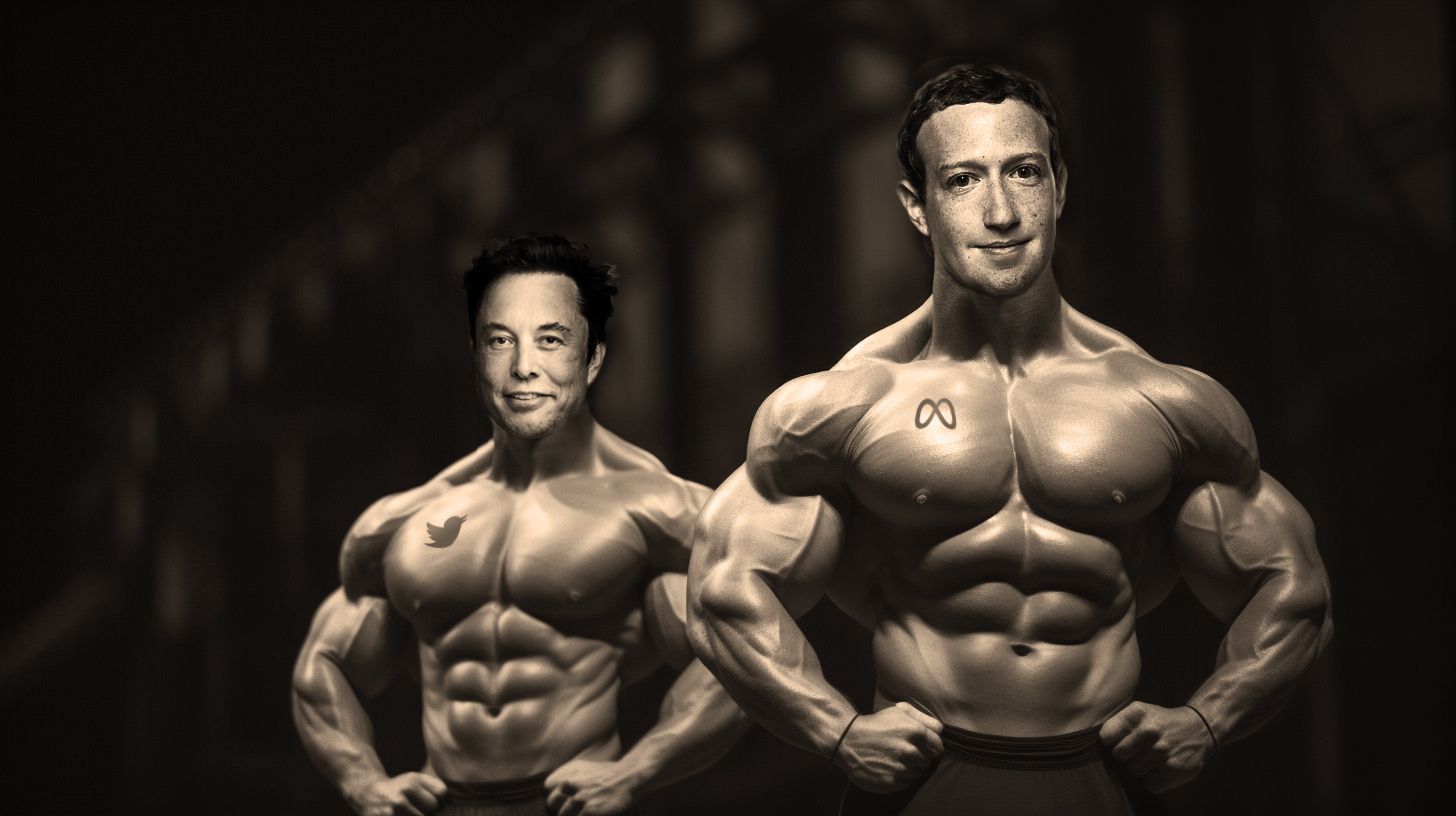 Deepfake of Mark Zuckerberg vs Elon Musk like bodybuilders