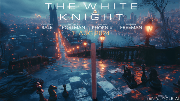Endless loop of the virtual movie poster of the White Knight